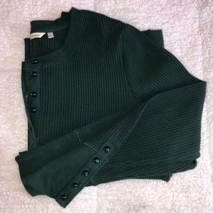 Green sweater with buttons, size XL